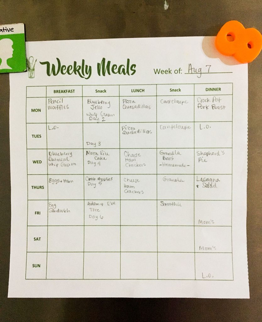 Weekly Meal Calendar Printable | Creative Cajun Mama