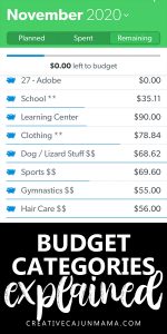 Budget Categories Explained - Creative Cajun Mama